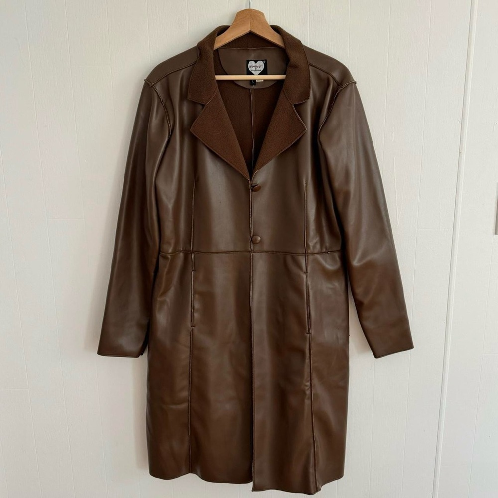Y2K Brown Faux Leather Jacket